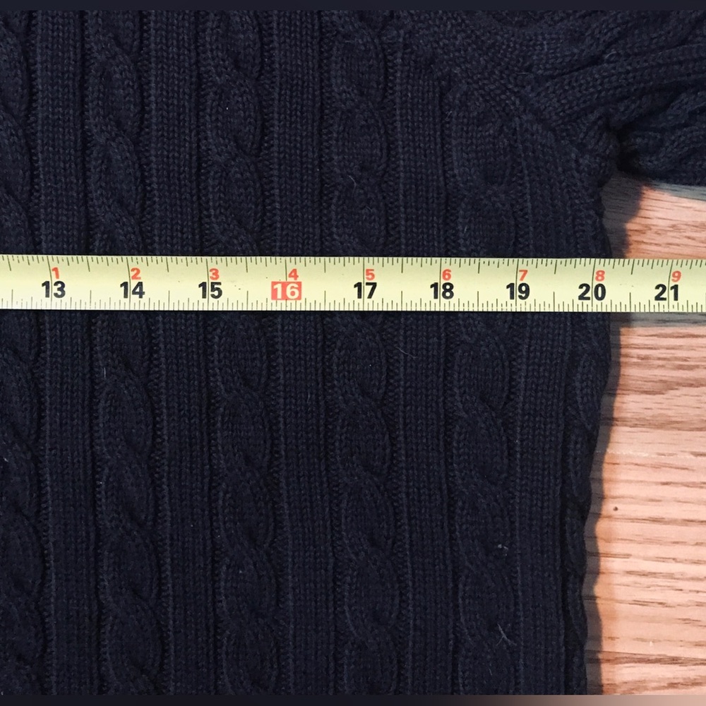 L.L. Bean Cable Knit Cotton Cardigan Sweater Womens XL Black Zip Up - Picture 6 of 10